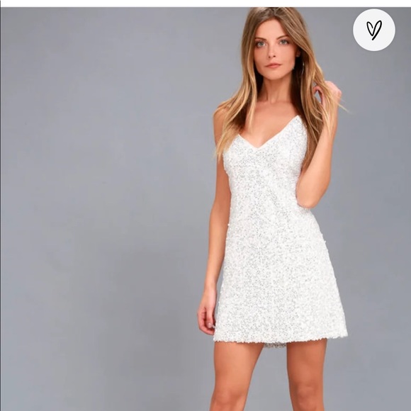 Lulus White Backless Sequin Mini Dress - Picture 5 of 9